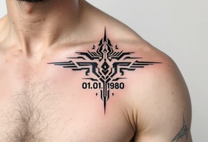 Masculine date 01.01.1980 in monospaced type with steel gray ink and thick lines. tattoo idea