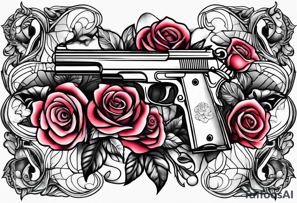 Roses and guns tattoo idea