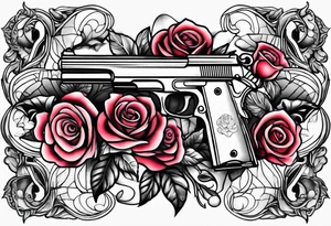 Roses and guns tattoo idea
