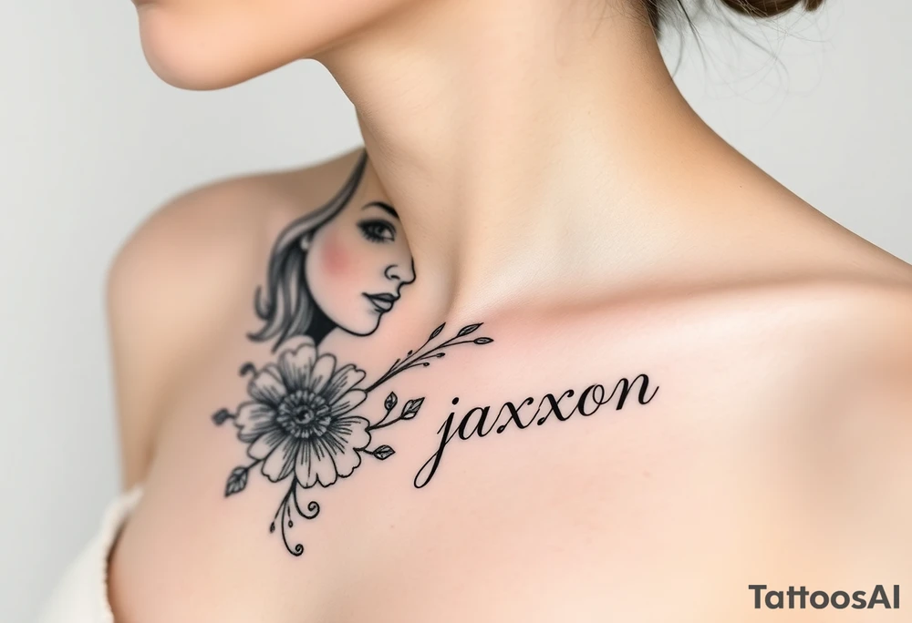 a mom and son with sunshine and the name jaxxon tattoo idea