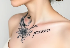 a mom and son with sunshine and the name jaxxon tattoo idea