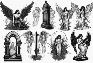 Fallen angel on a grave tattoo idea