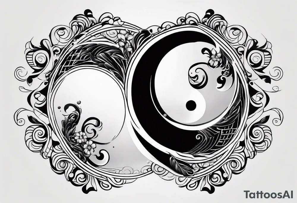 a simple yin yang symbol with water integrated tattoo idea