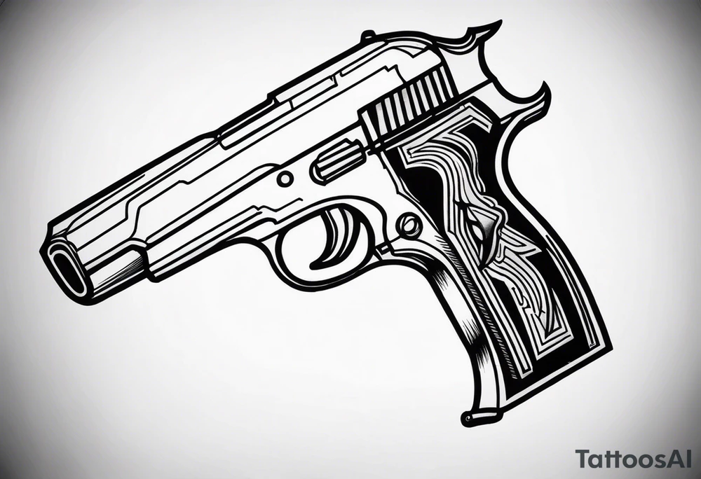 powerfull gun tattoo idea