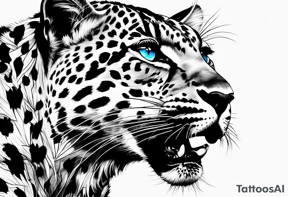 young leopard in Africa with blue eyes tattoo idea