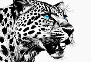 young leopard in Africa with blue eyes tattoo idea