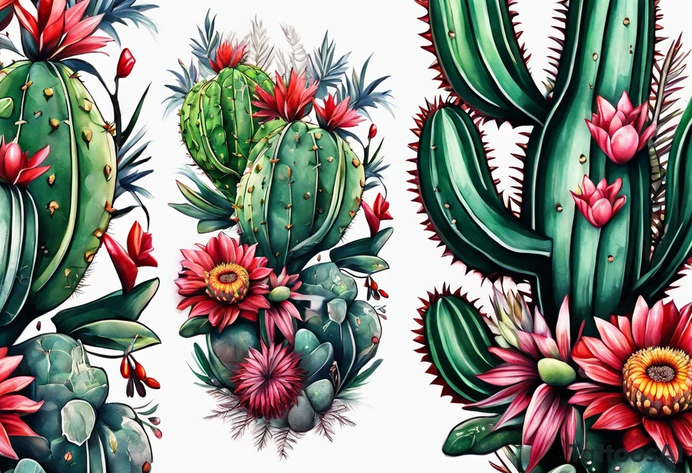 Lobo com cactos tattoo idea