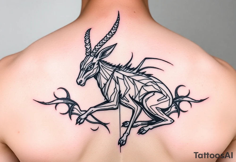 abstract jackelope mythical creature tattoo idea