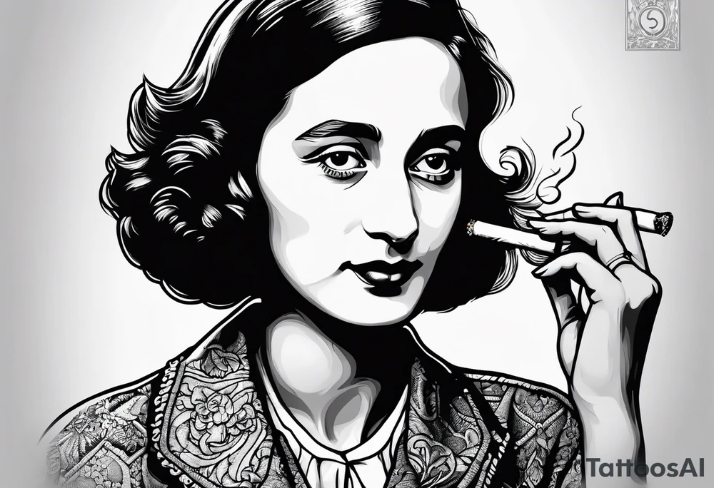 Anne Frank smoking cigarette tattoo idea