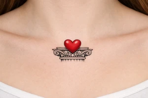 Red heart with cornice tattoo idea