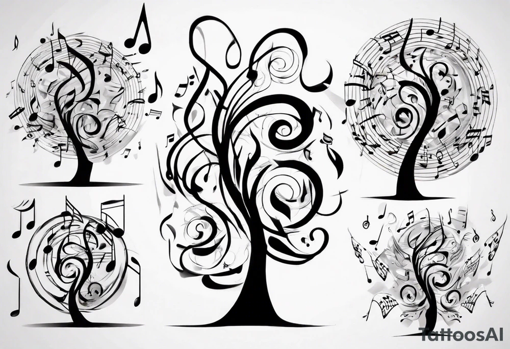 music speaker note tree stave notes tattoo idea