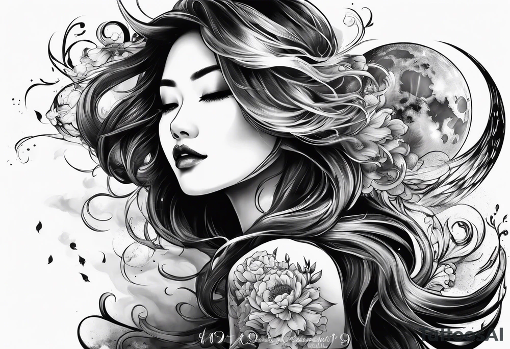 Moon blowing smoke tattoo idea