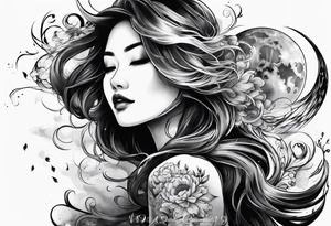 Moon blowing smoke tattoo idea