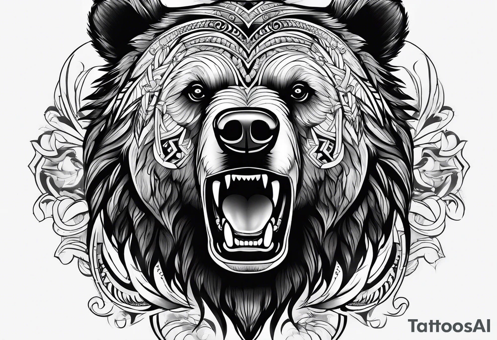 Realistic bear tattoo idea