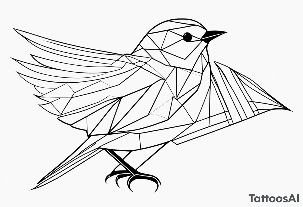 Geometric Black and white blue bird outline with no color tattoo idea