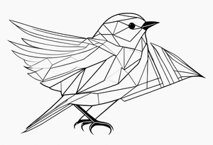 Geometric Black and white blue bird outline with no color tattoo idea