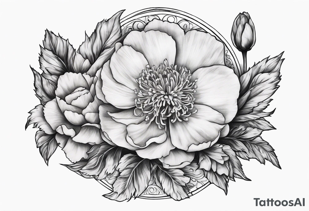 Moon and carnation mom tattoo idea