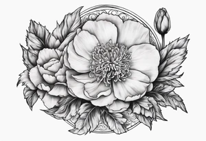 Moon and carnation mom tattoo idea