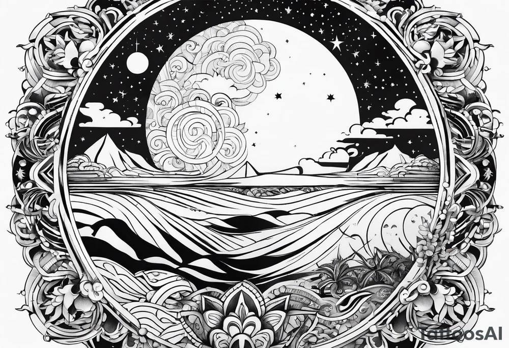 Moon and sun 2000 and 1976 tattoo idea