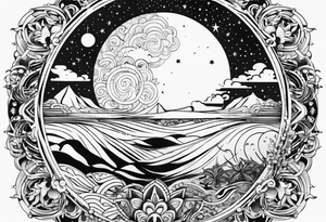 Moon and sun 2000 and 1976 tattoo idea