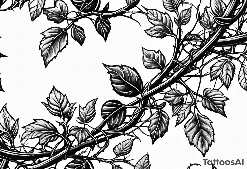 poison oak vines wrapped around barbed wire for a spine tattoo tattoo idea