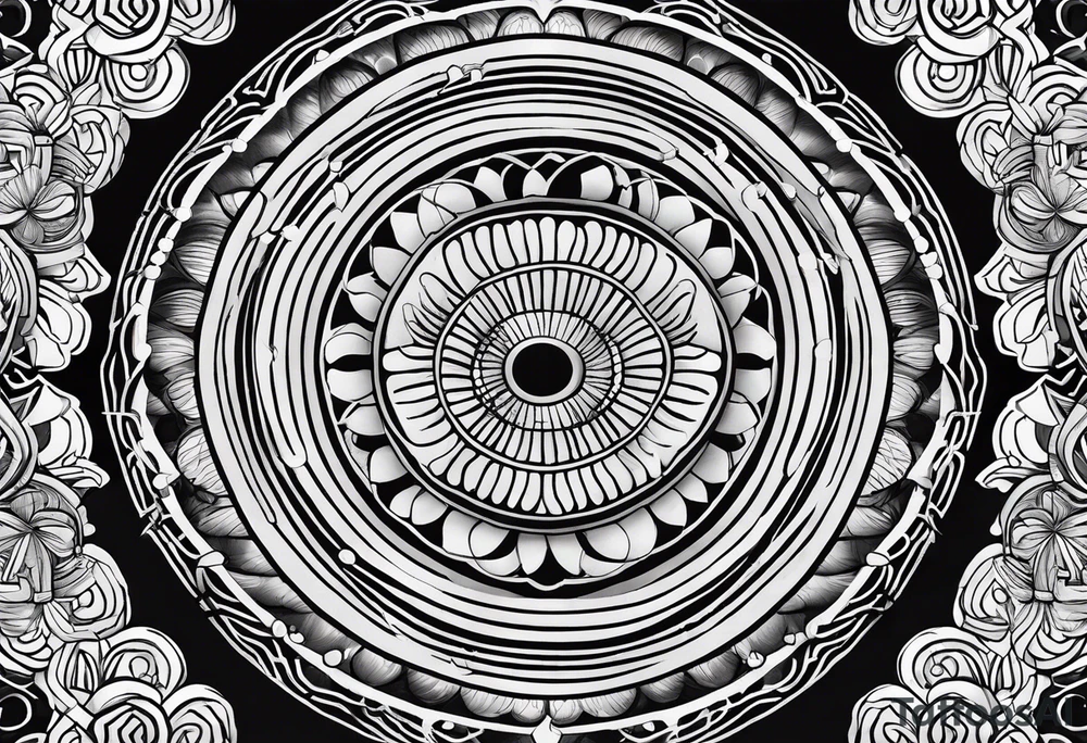 concentric black circles in japanese irezumi style tattoo idea