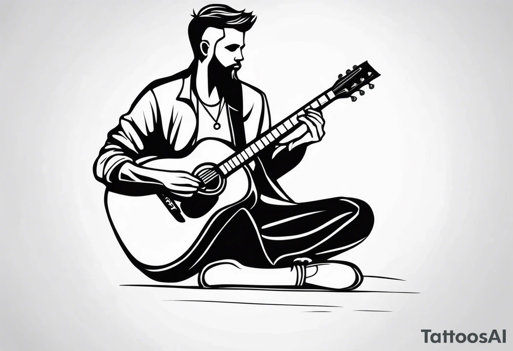 man playing guitar tattoo idea