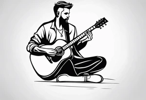 man playing guitar tattoo idea