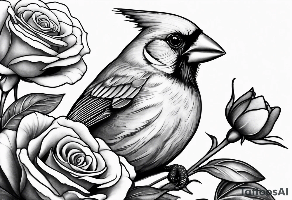 Masculine, cardinal, two roses, realistic, upper arm tattoo idea
