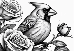 Masculine, cardinal, two roses, realistic, upper arm tattoo idea