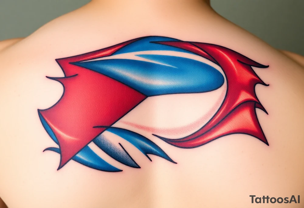 A waving Czech flag with a realistic fabric texture, with blue, red, and white colors flowing dynamically in the wind. tattoo idea