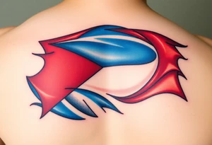 A waving Czech flag with a realistic fabric texture, with blue, red, and white colors flowing dynamically in the wind. tattoo idea