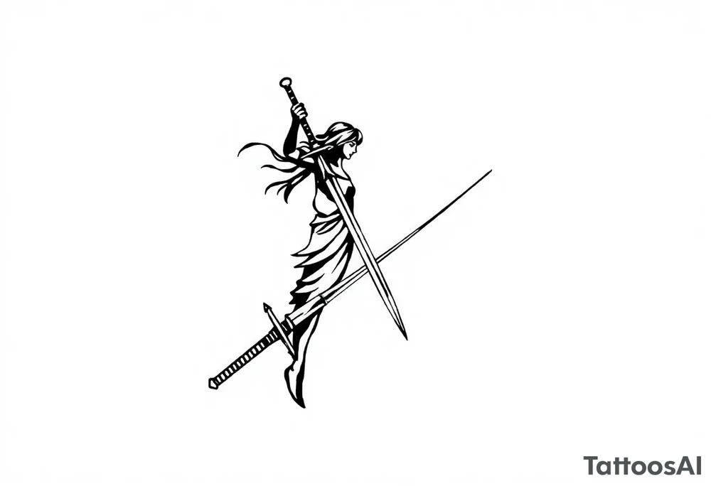 Relentless, life, happiness, sword, ambition tattoo idea