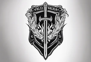 Valhalla sword shield fire tattoo idea