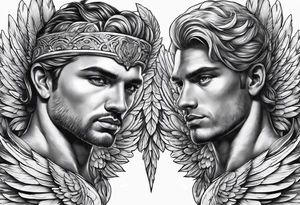 2 male guardian angels tattoo idea