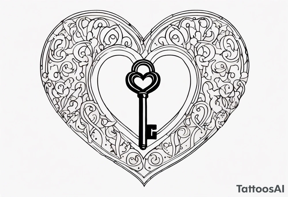 Antique keys heart shaped tattoo idea