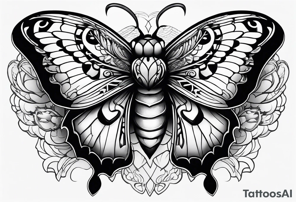 moth with snake heads as wings tattoo idea