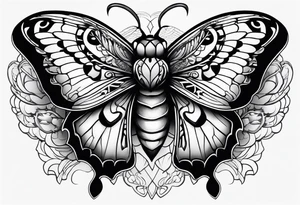 moth with snake heads as wings tattoo idea