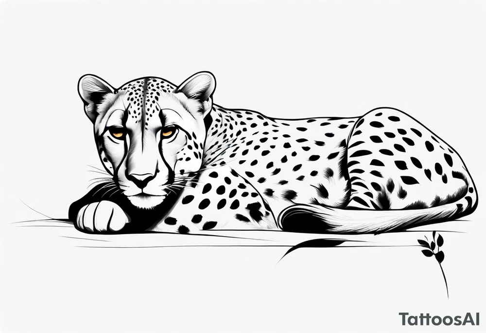 cheetah laying down tattoo idea