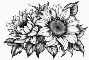 Lilies and sunflowers tattoo idea