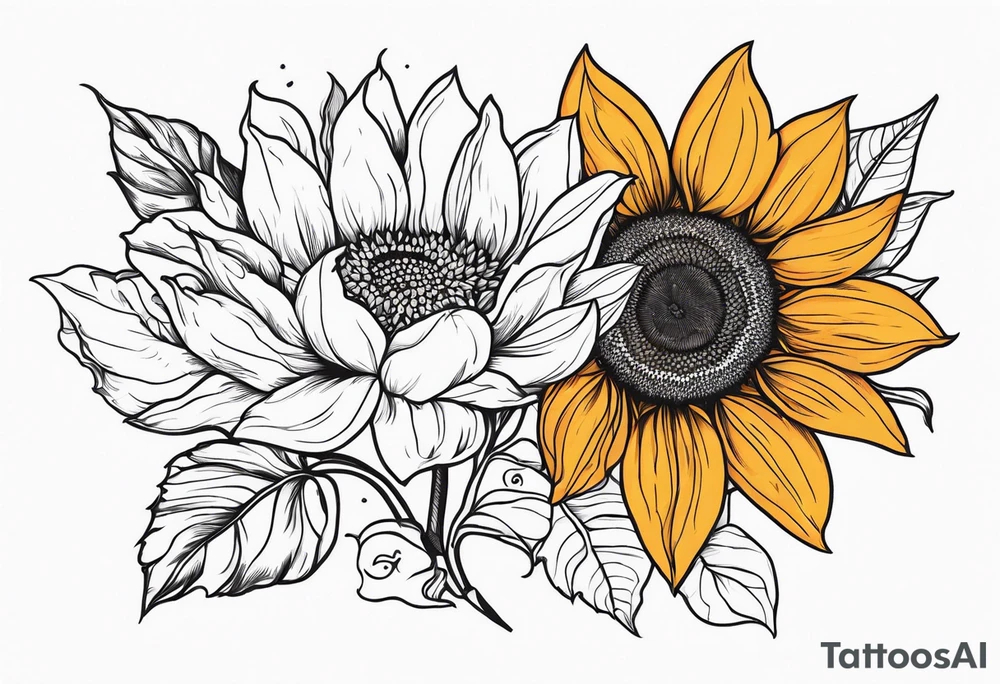 Flower fire an a sunflower tattoo idea