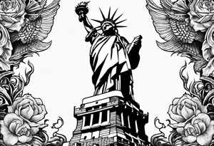 Hot Statue of Liberty with dragon wrap tattoo idea