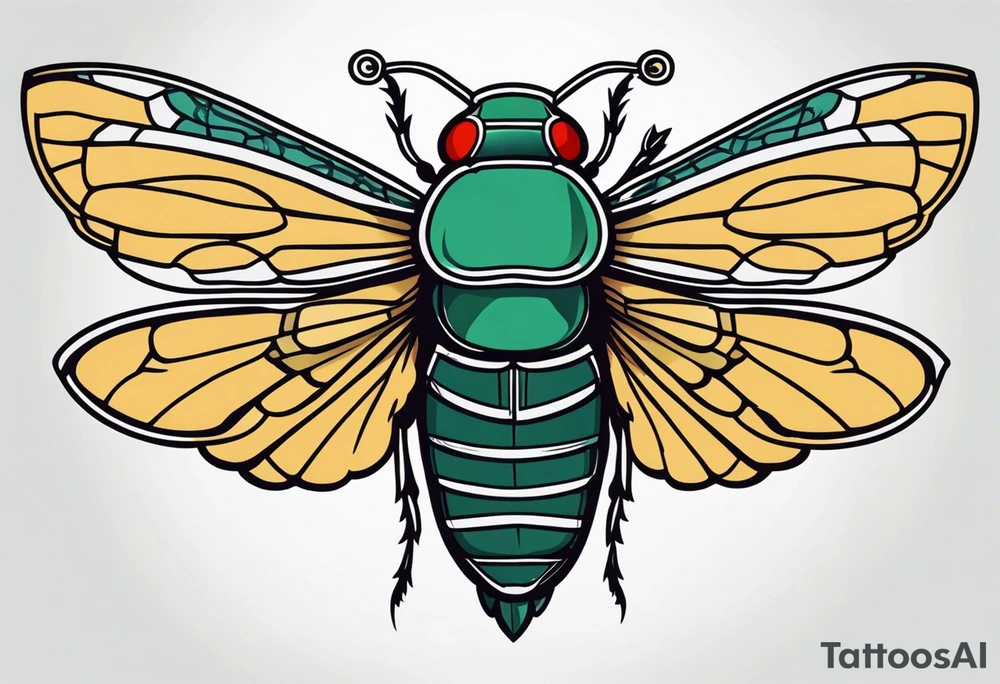Neo traditional cicada tattoo idea
