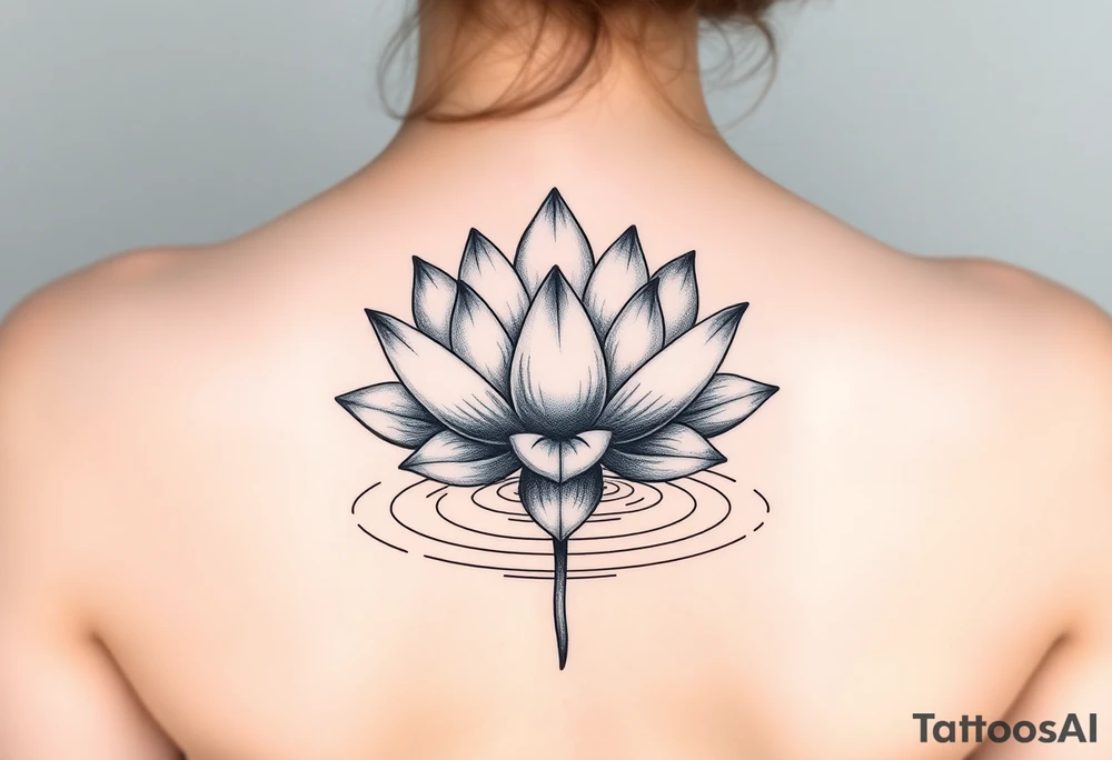 serene lotus flower emerging from sacred waters with ripples tattoo idea