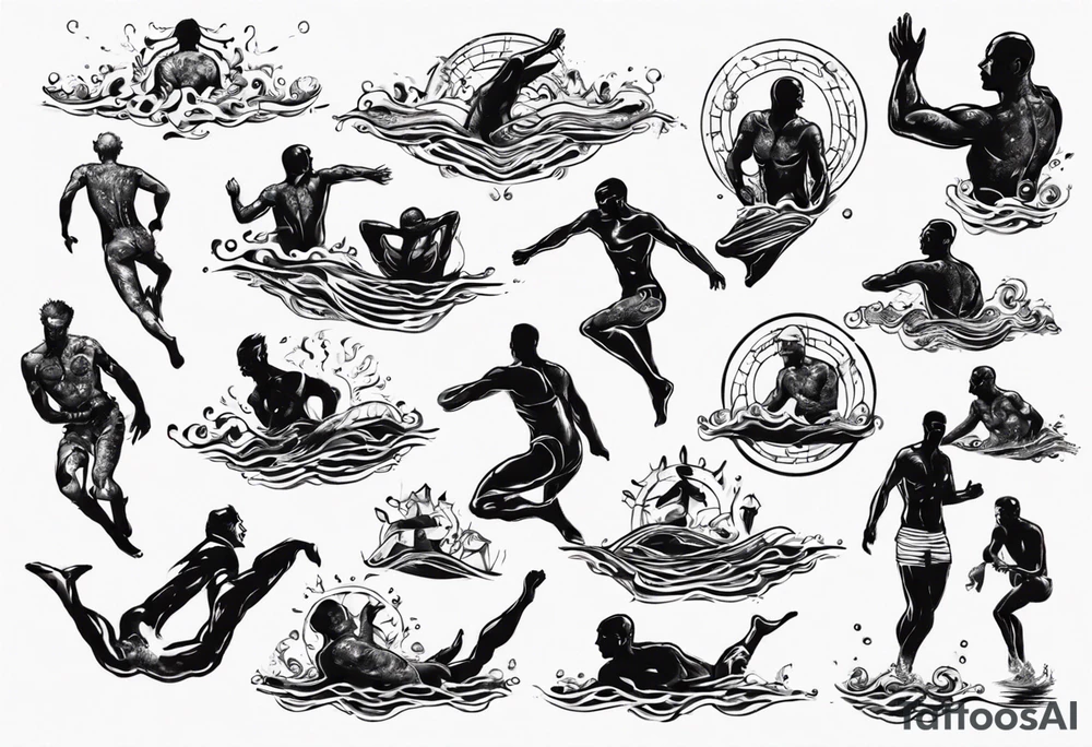 man swimming, no details tattoo idea