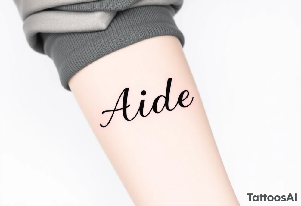 The name Aiden chunky
 and bold font tattoo idea