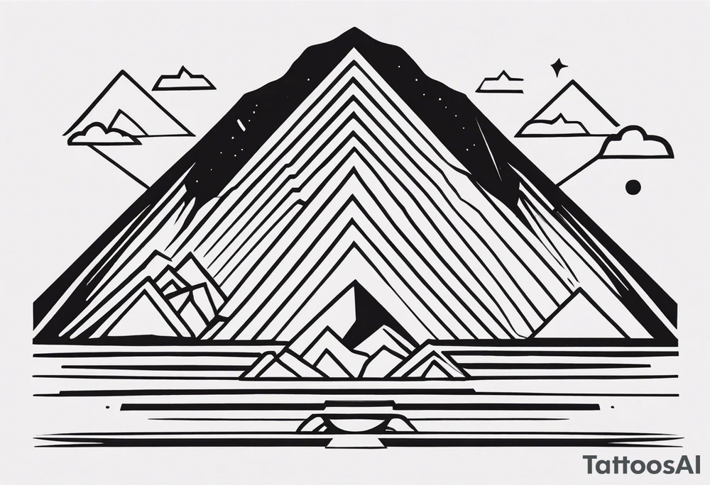 Create a tattoo design in a linear geometric art style depicting images associated with Peru, such as the Andes Mountains, Machu Picchu, llamas or traditional textile patterns. The tattoo should be done in a monochromatic black and white color scheme with clear outlines and minimal details to create an elegant and modern composition. tattoo idea