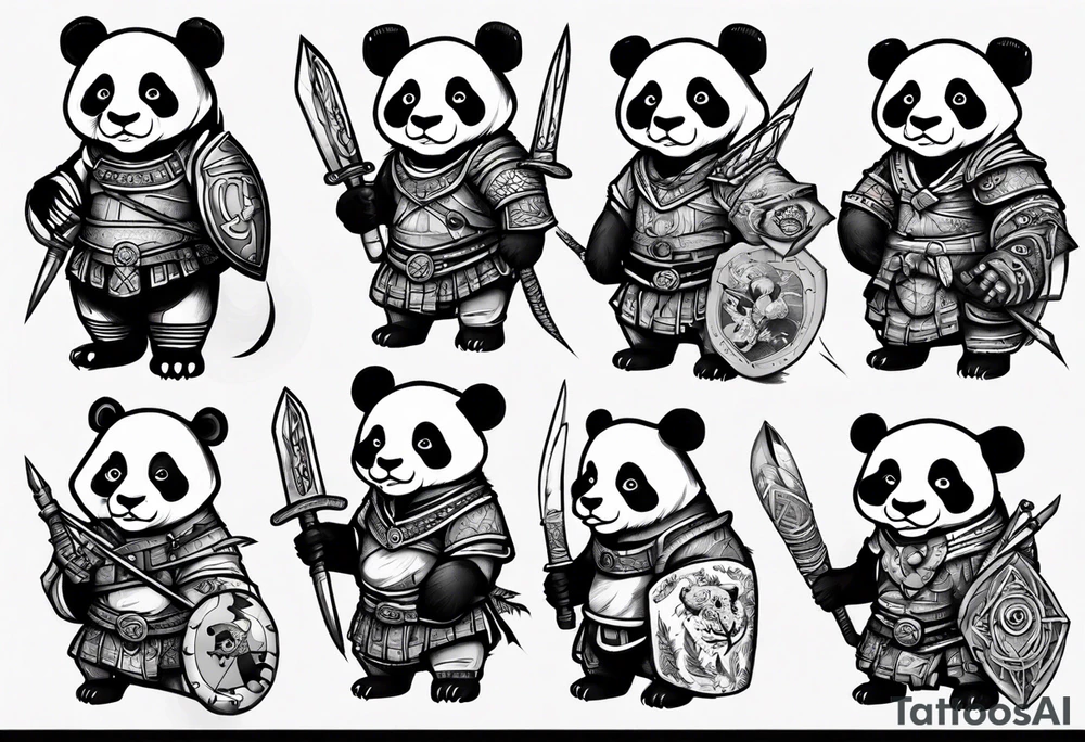 Scottish warrior panda tattoo idea