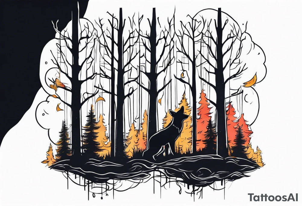 Living forest transitioning to a dead forest tattoo idea