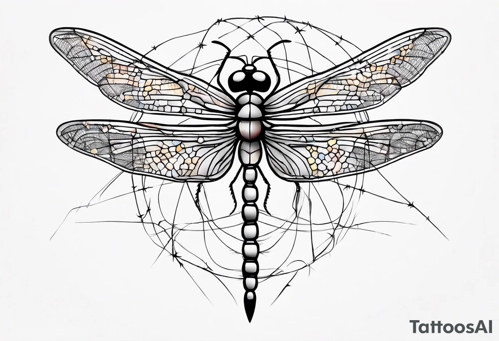 fine line barbed wire body small dragonfly tattoo idea